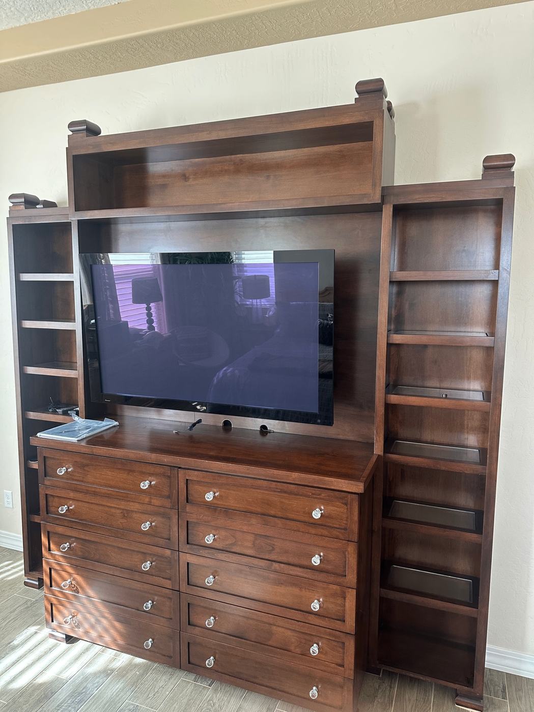 Entertainment center assembled in an Albuquerque home