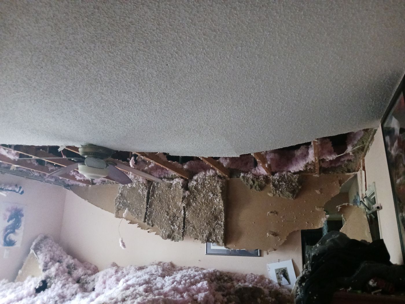 Collapsed textured ceiling drywall repair in Albuquerque