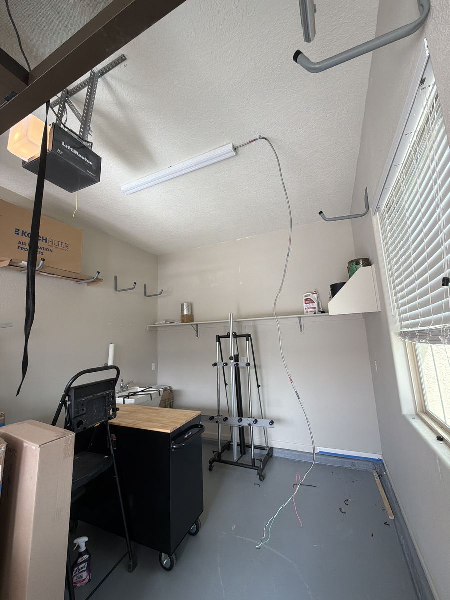 Armored cable run for new garage lighting circuit