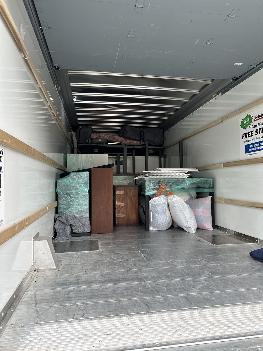 Loading labor: truck packed with wrapped furniture, Albuquerque