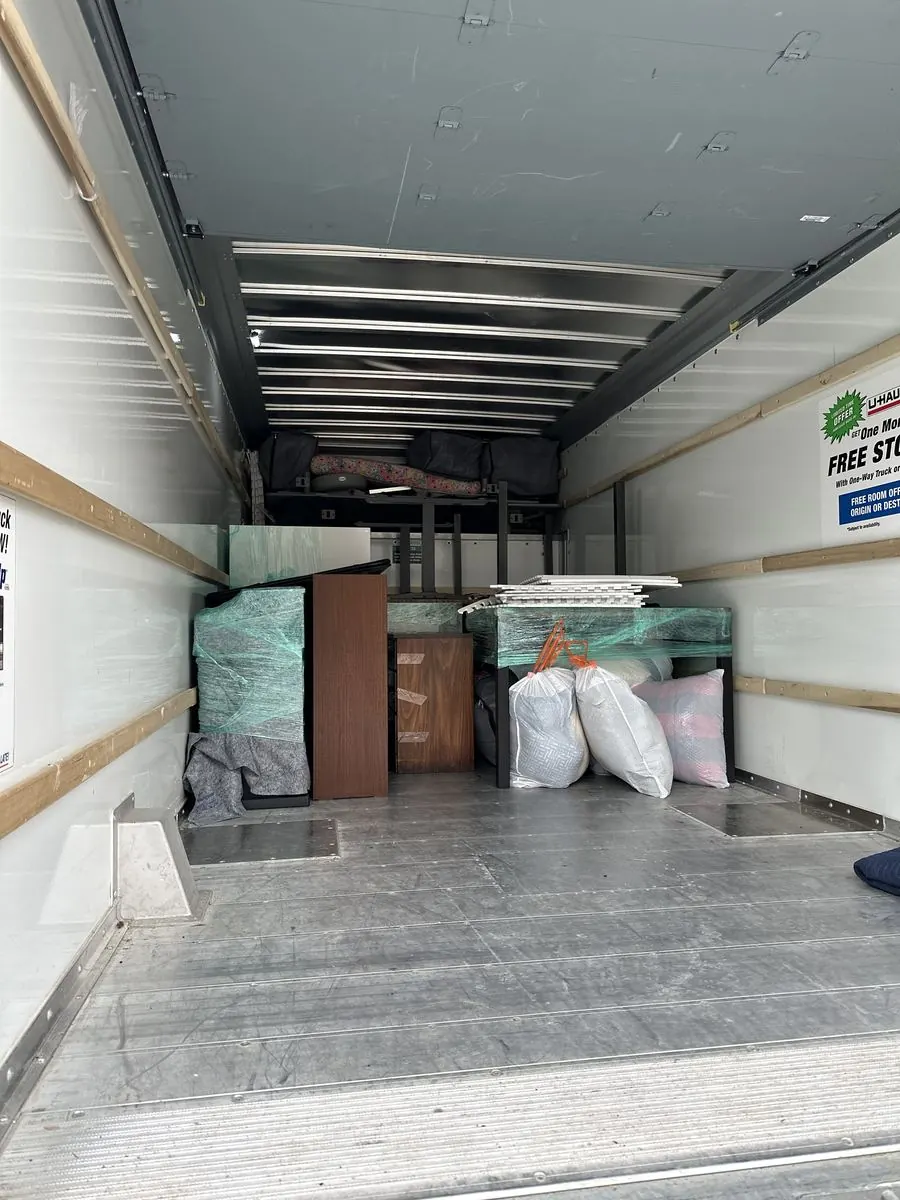 Loading labor: truck packed with wrapped furniture, Albuquerque