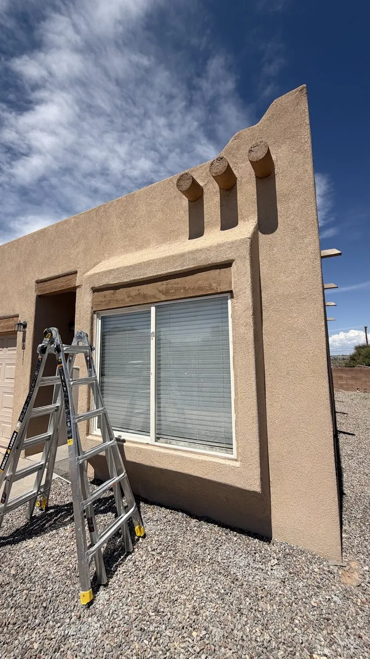 Finished window header with the ladder still up