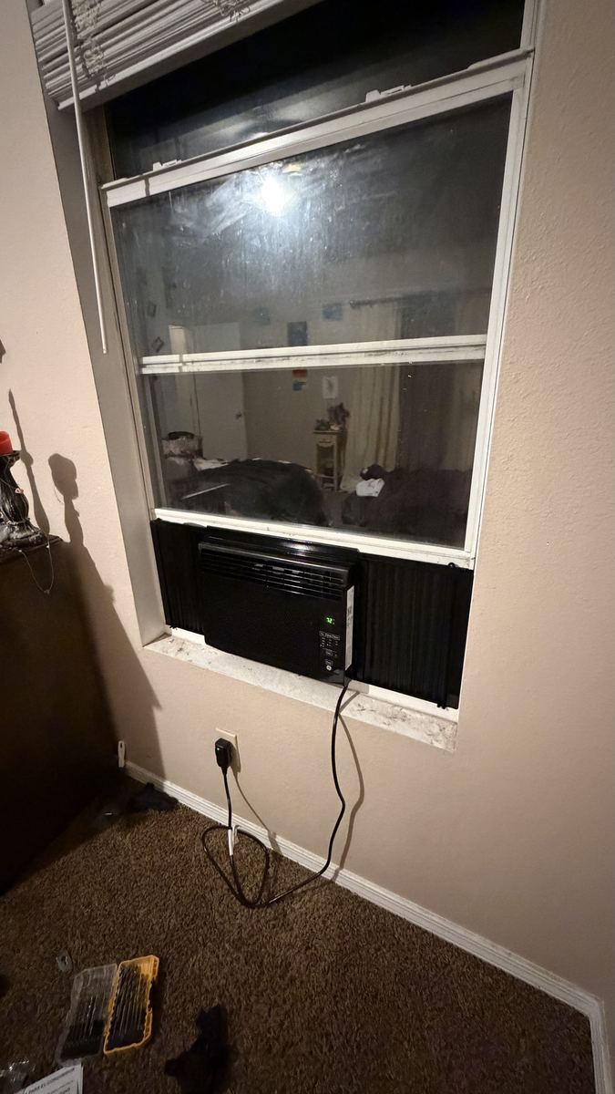 Window AC unit installed