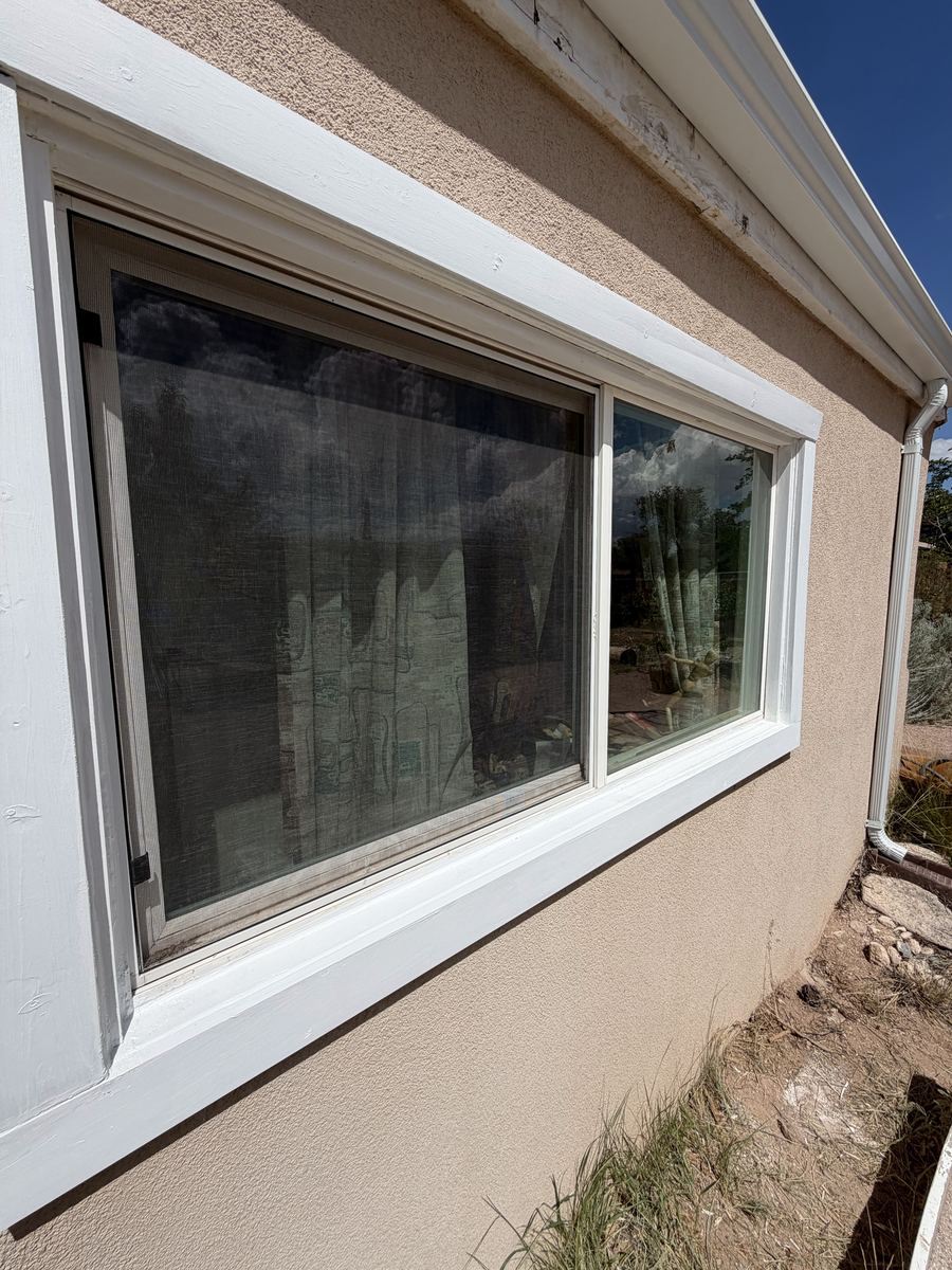 Window sill and trim rebuilt after wood rot, Albuquerque